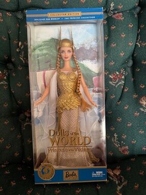 Barbie Gold Viking Princess Doll - Gold and White Gown collectible 2002  Vikings